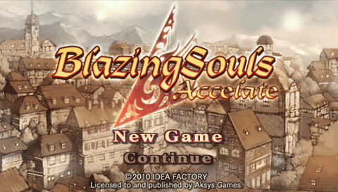 Blazing Souls Accelate title screen for PSP